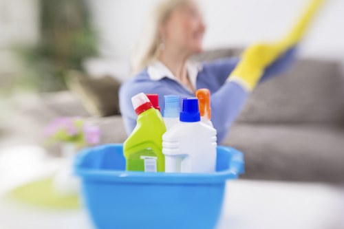 Protective gloves and PPE used during cleaning